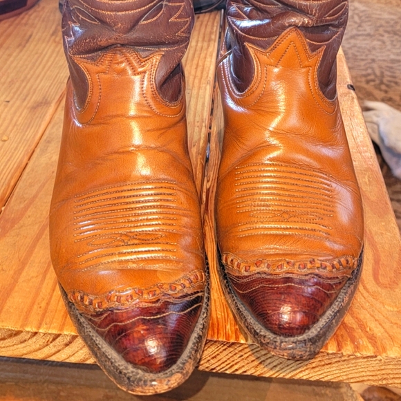 Tony Lama Gold Label Wingtip Cowboy Boots 8D - Picture 1 of 6